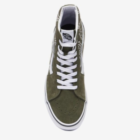 VANS Mens Sk8 Hi Peace Paisley Olive Green Bandana Sneakers New Multiple Sizes - Picture 5 of 6
